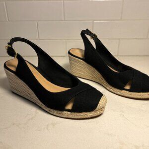 Ralph Lauren Black Wedge Espadrille close-toed Sandals. Worn three times.